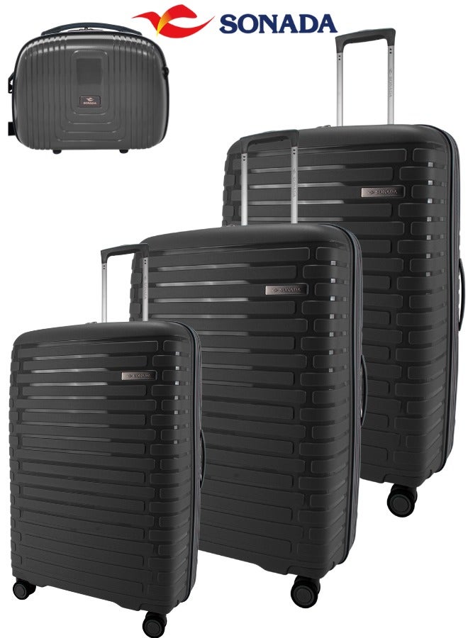 UNBREAKABLE Luggage fro travel,TSA Approved Suitcase With 4 Double Wheels (Set of4.Black)