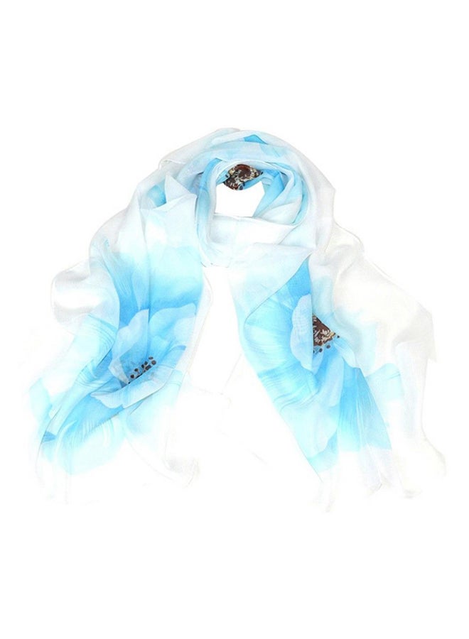 Long Printed Soft Scarf Sky Blue 11