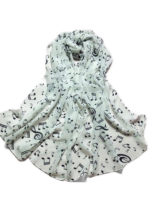 Long Printed Soft Scarf White/Black