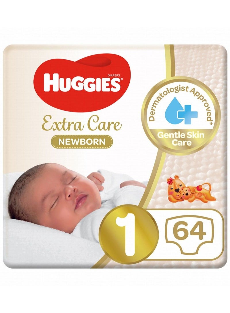 Huggies New Born Baby Diapers No.1, 64 Pieces