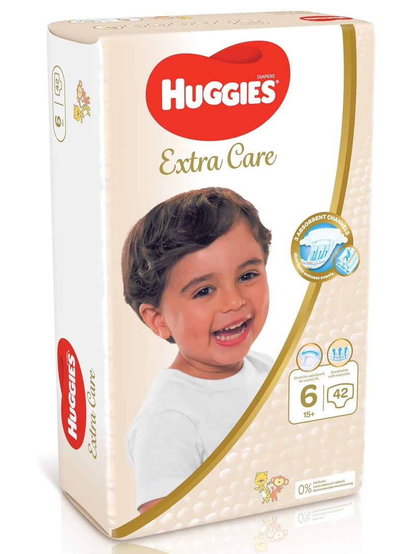 Huggies Extra Care Jumbo Diapers S6 for 15+ kg, 42 Pieces