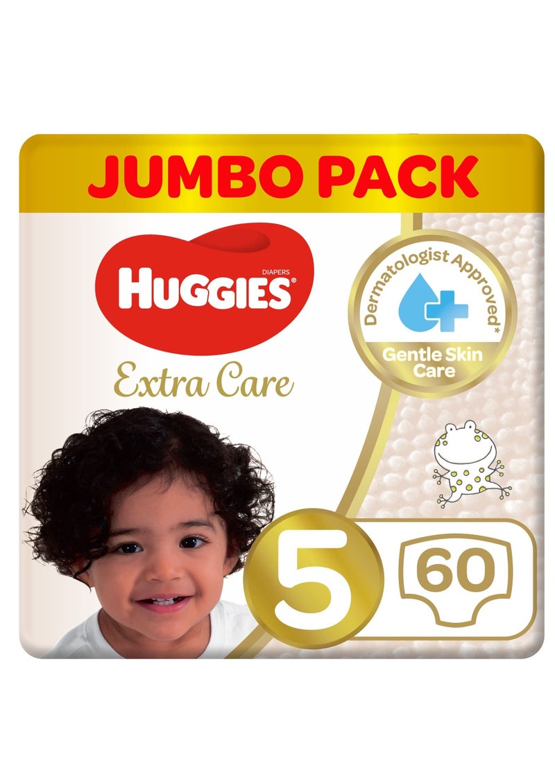 Huggies Extra Care Jumbo Diapers S5 for 12-22kg, 60 Pieces