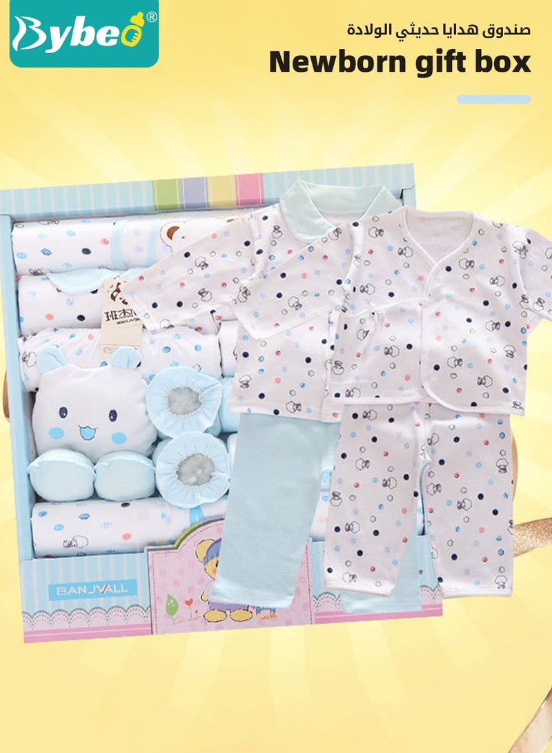 18 PCS Newborn Baby Gifts Set, Newborn Layette Gift Set, Baby Clothes Accessories Set for Boys and Girls, Premium Cotton, Perfect Gift Box for Spring Summer Autumn Winter Four Seasons