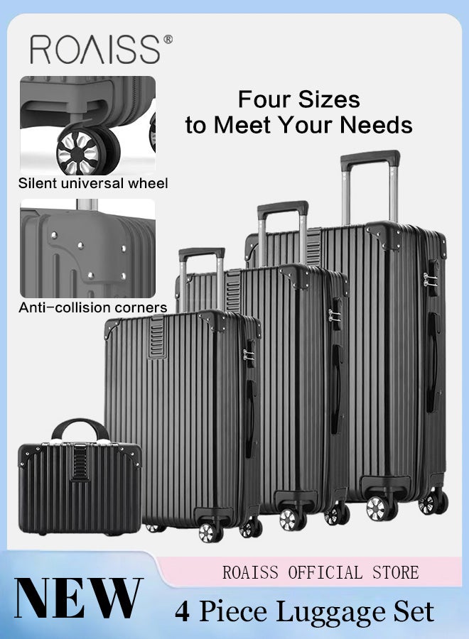 4 Pcs Hardshell Luggage Set for Unisex Durable Lightweight Double Universal Wheels Trolley Suitcase for Travel for Men and Women Minimalist Retro Passwords Box Includes 14 20 24 and 28 Inch