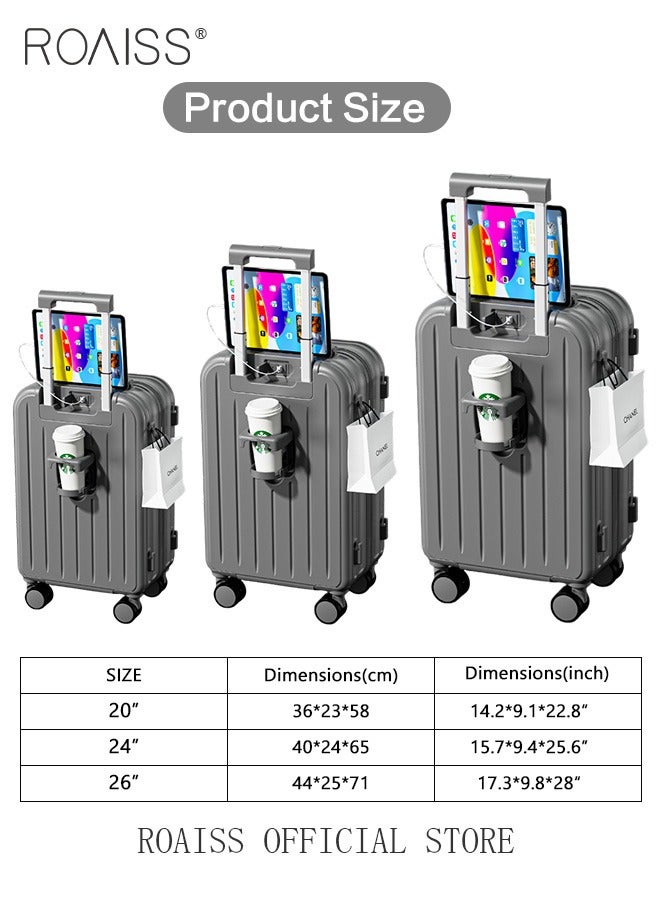 Trolley Case and 7Pcs Storage Bags Set with Universal Wheel Unisex Large Capacity Multifunctional Luggage with Telescopic Handle and Cup Holder for Men and Women Suitcases with Classification Bags