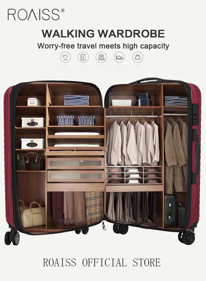 3 Piece Hardshell Luggage Set for Unisex Durable Lightweight Double Universal Wheels Trolley Suitcase for Travel for Men and Women Minimalist Retro Passwords Box Includes 20 24 and 28 Inch