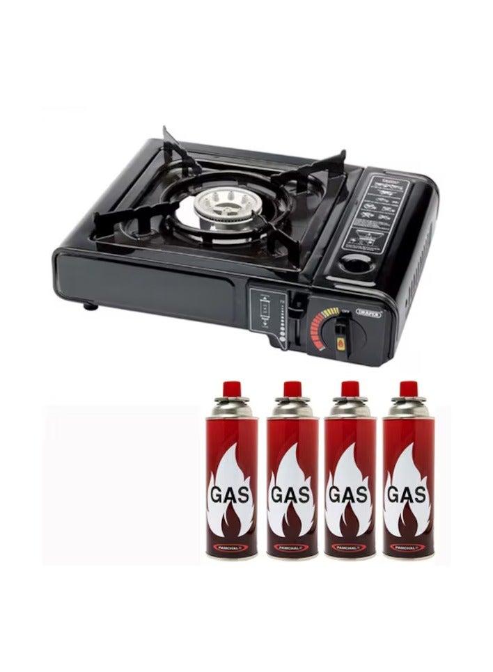 Camping Stove-Portable Gas Stove with 4 pcs Butane gas Catridge-Two way