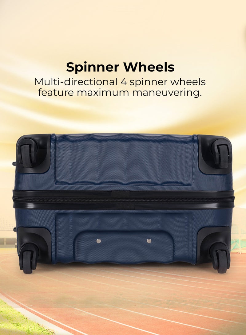 ABS Hardside 3-Piece Trolley Luggage Set  Spinner Wheels with Number Lock 20/24/28 Inches  Dark Blue