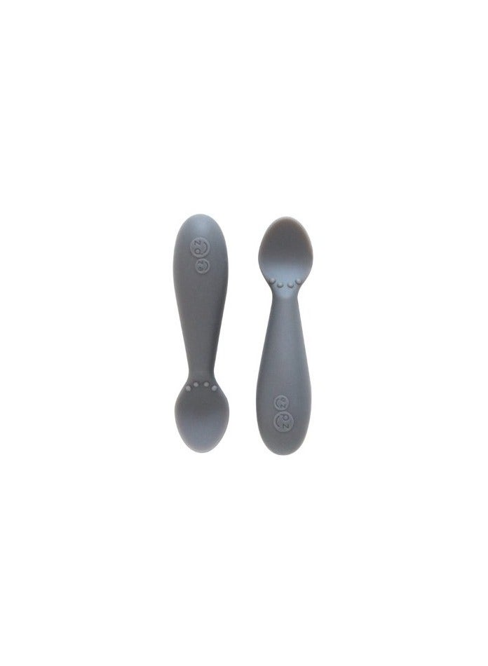 Pack Of 2 Tiny Baby Spoon 100% Silicone Baby Spoons For Baby Led Weaning + Purees, 4 Months+ Grey