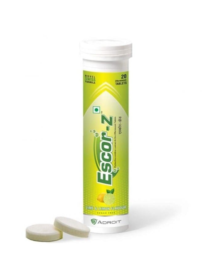 Glutone Escor-Z Effervescent Tablets Lime And Lemon Flavour 20 Tablets