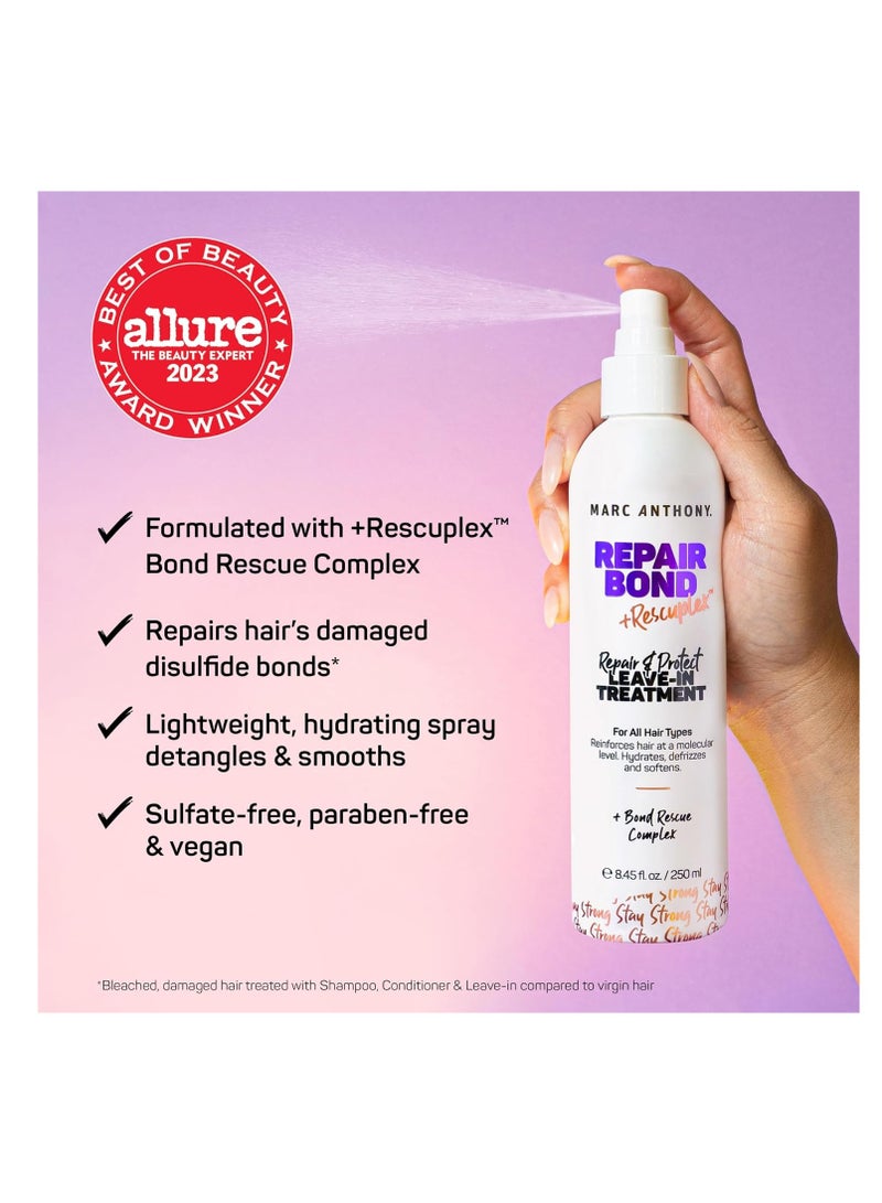 Marc Anthony Repairing Leave-In Treatment, Repair Bond +Rescuplex - Repairs, Strengthens & Maintains Bonds within Hair - Eliminates Frizz, Flyaways & Reduce Breakage - Dry & Damaged Hair