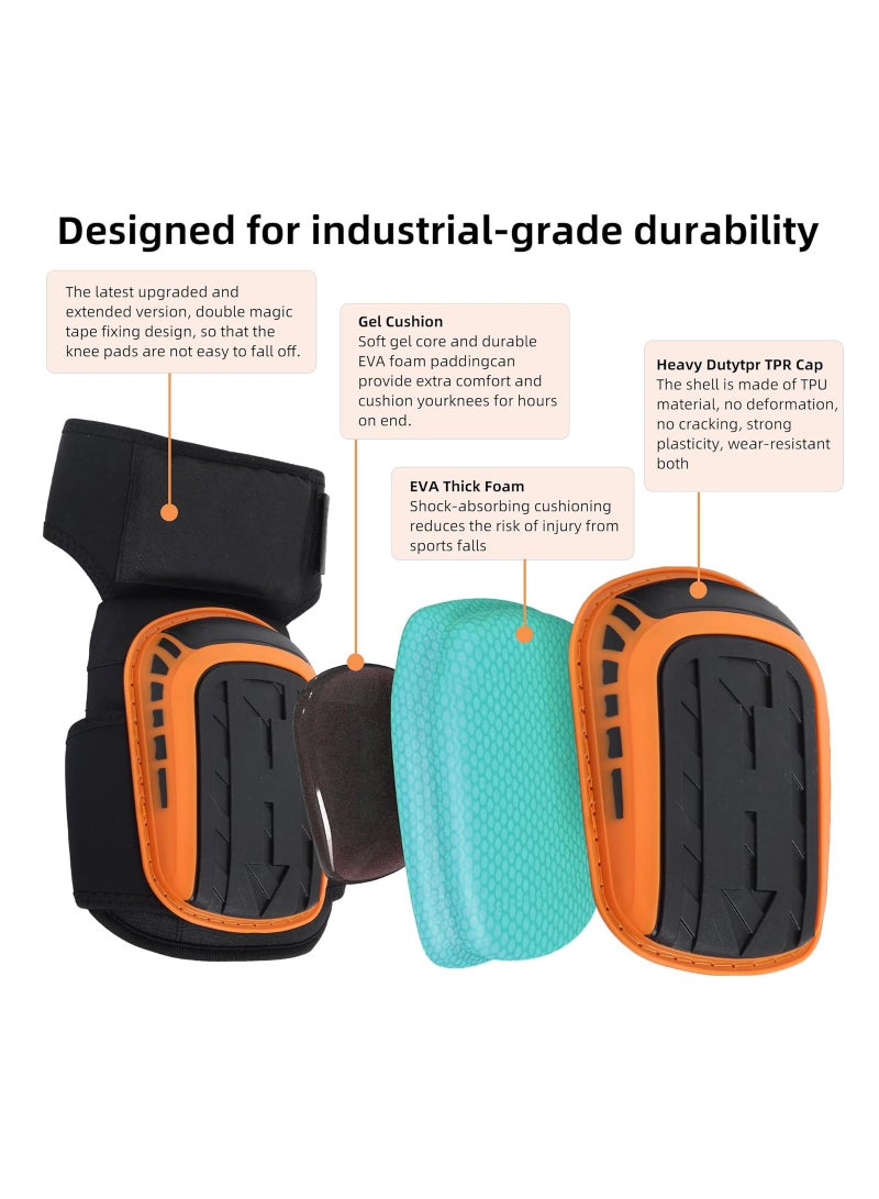 Knee Pads For Men, Work Heavy Duty Pad For Construction, Tiling, Gardening, Flooring install Extra Gel and Cushion Support Long Kneeling Anti-Slip Stretchable Thigh Straps-1 Pair