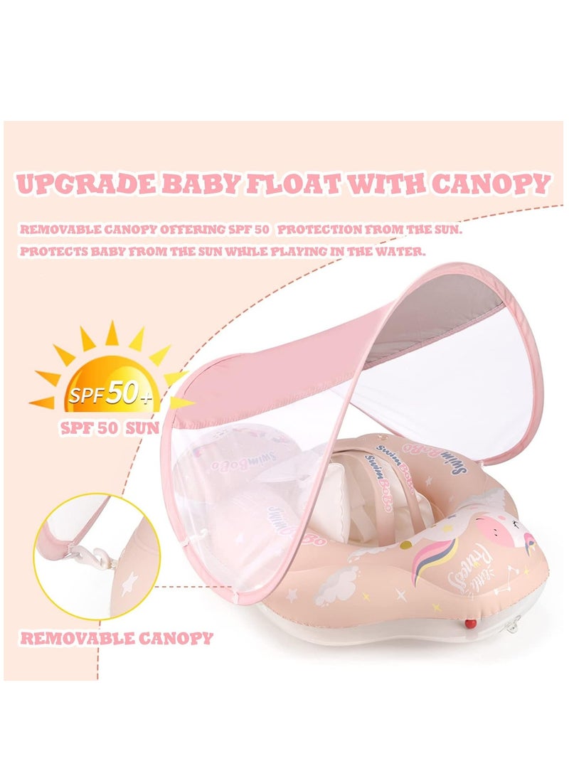 Baby Swim Float Inflatable Swimming Pool Float With Sun Protection Canopy For Age 6-24 months - Unicorn