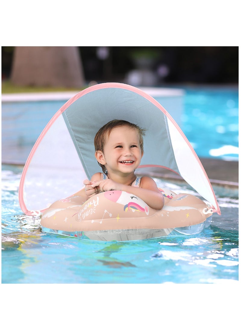 Baby Swim Float Inflatable Swimming Pool Float With Sun Protection Canopy For Age 6-24 months - Unicorn
