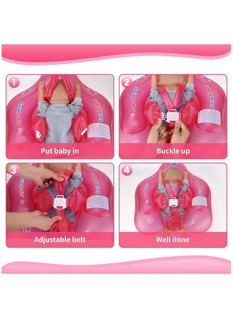 Baby Swim Float Inflatable Swimming Pool Float With Sun Protection Canopy For Age 12-36 months - Pink