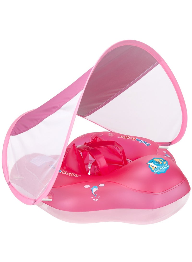 Baby Swim Float Inflatable Swimming Pool Float With Sun Protection Canopy For Age 12-36 months - Pink