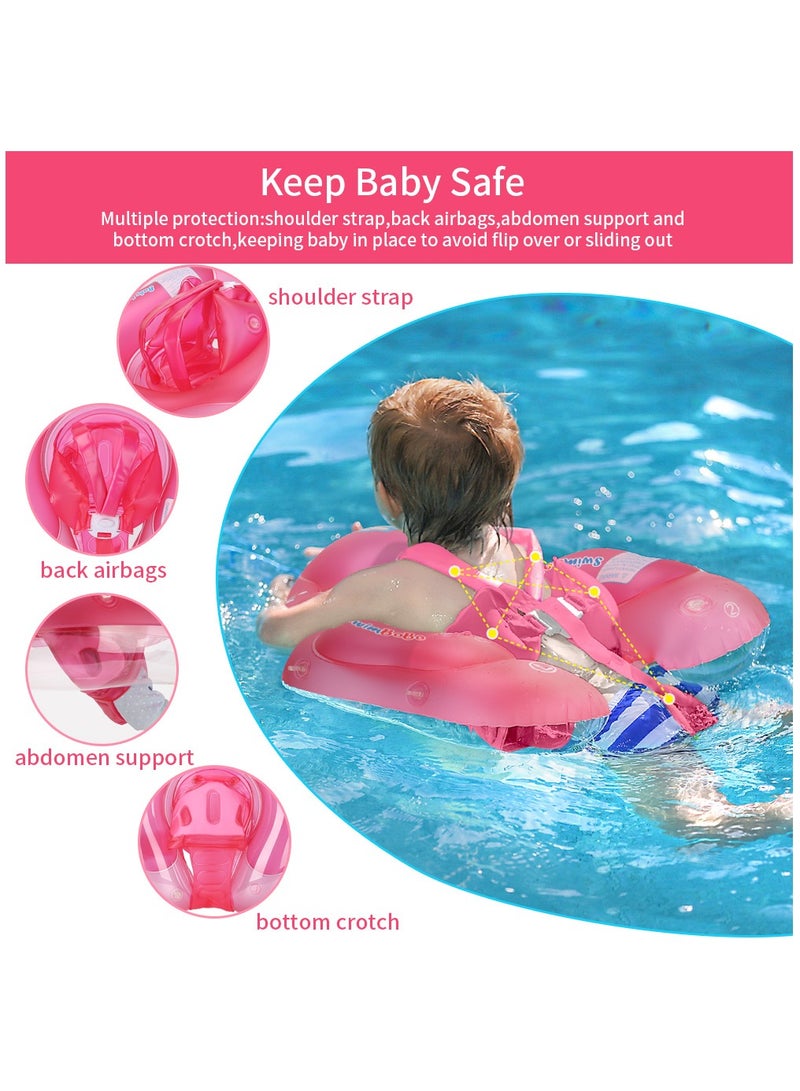 Baby Swim Float Inflatable Swimming Pool Float With Sun Protection Canopy For Age 12-36 months - Pink