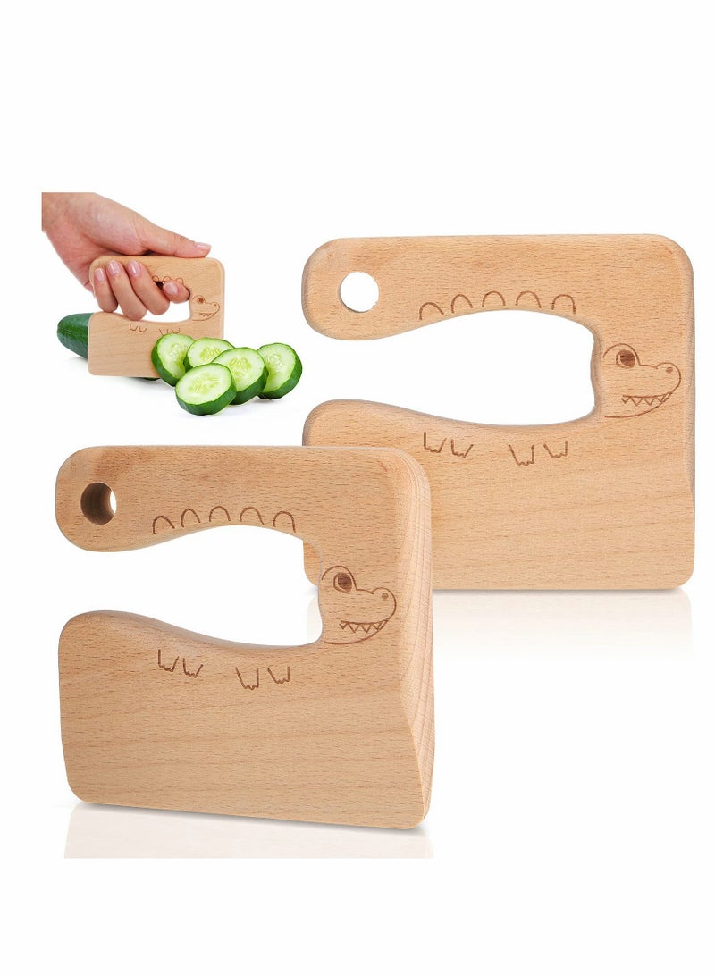 Wooden Kids Cooking Knives, Kitchen Toys Kids Wooden Knife Cutter Vegetable and Fruit Cutter for Kids Pretend Role Play for Fruits, Bread, Cakes, 2 Pieces