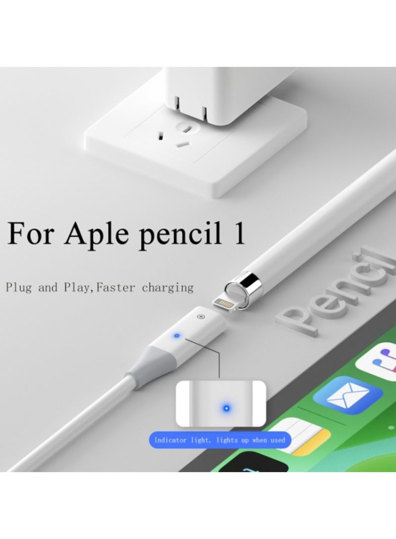 For Apple Pencil 1 USB-C / Type-C to 8 Pin Stylus Charging Cable with Indicator Light, Length:1m(White)