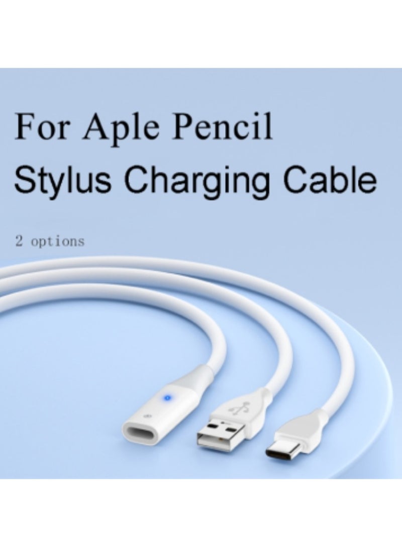 For Apple Pencil 1 USB-C / Type-C to 8 Pin Stylus Charging Cable with Indicator Light, Length:1m(White)