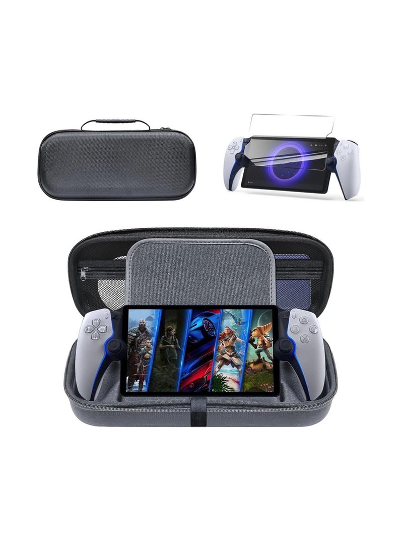 2 Pcs Carrying Case Kit Compatible for PlayStation 5 Portal Remote Player PS5 Portal Portable Hard Shell Bag with Screen Protector PS5 Full Protective Cover PS5 Travel Storage Accessories