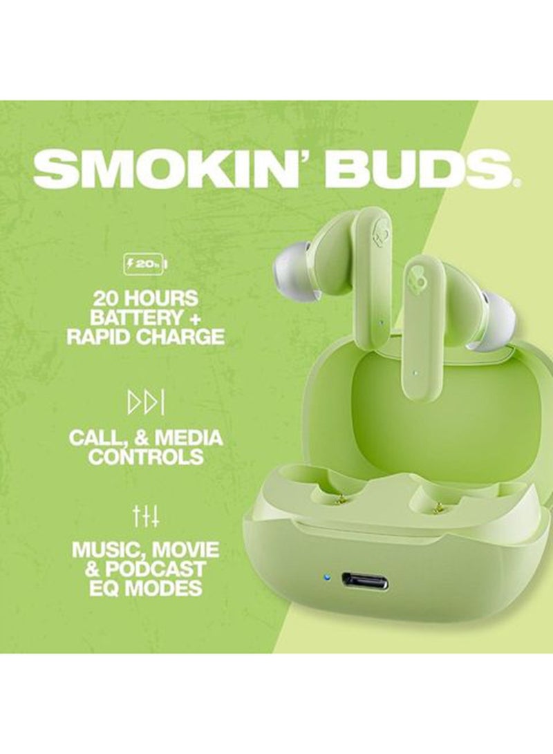 Smokin' Buds Wireless Earbuds With Supreme Sound, 50% Renewable Plastics And Microphone, 20 Hours Battery, Bluetooth Earbuds For iPhone, Android, And More Matcha