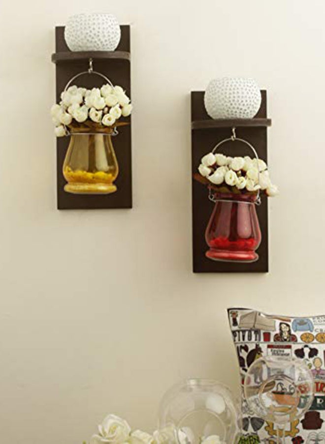 2-Piece Hanging Flower Vase Pattern Tea Light Candle Holder Set Multicolour 4.7 x 11.8inch