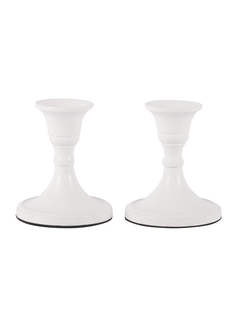 Voidrop Mini Set of 2 Candlestick Holders Set Taper Candle Holders, Candle Holders, candle holders for table centerpiece for Wedding, Festival, Party and Festival Decor (White)