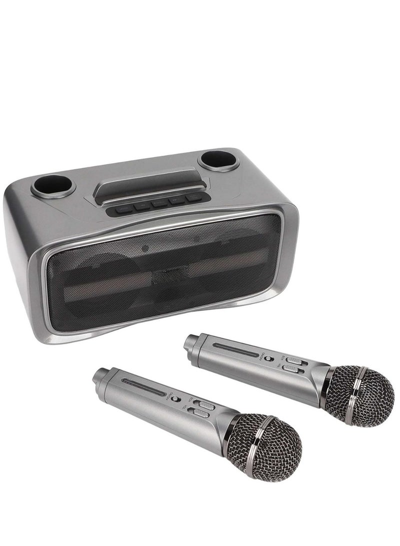 Portable Karaoke Speaker System for Adults Complete with 2 Wireless Microphones Ideal for Home Parties Meetings and Weddings