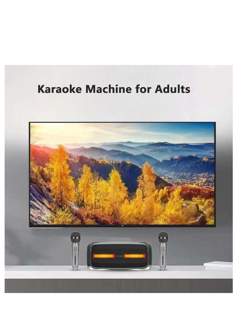 Portable Karaoke Speaker System for Adults Complete with 2 Wireless Microphones Ideal for Home Parties Meetings and Weddings