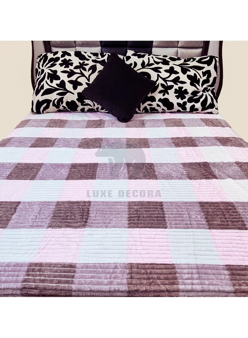 Soft Corel Fleece Blanket Pink/Brown 200x230cm