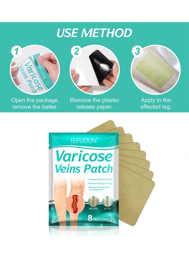 Varicose Veins Patch, Varicose Veins Treatment For Legs, Spider Varicose Vein, Strengthen Capillary Health and Improve Blood Circulation, Improves Blood Circulation, Relieves Leg Fatigue 16 PCS