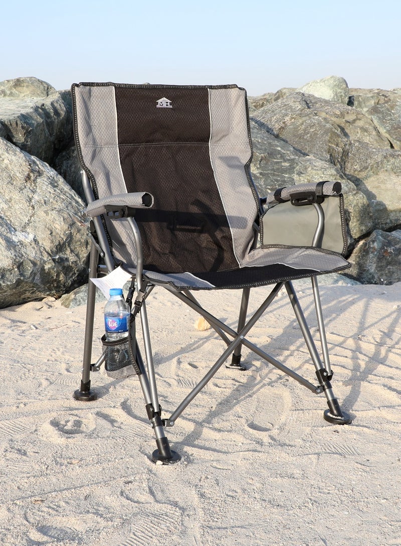 New Modern Design Camping Chair With Cup holder and Pockets Beach Chair Garden Chair With Comfortable Tilted Back-Cup Holder-Carry Bag for Indoor Outdoor Travelling MH-C104Grey/black