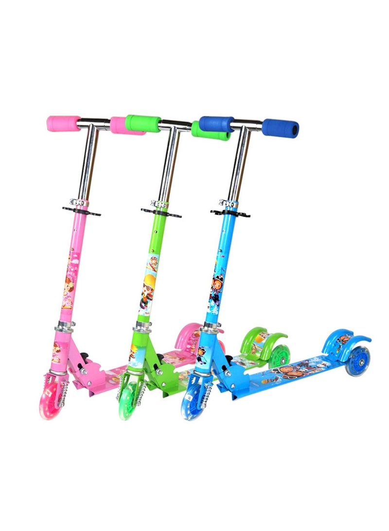 kids adjustable height kick scooter 3 wheels 58-73cm/22.8-28.7 inch wide deck back 2~8 years old brake pedal