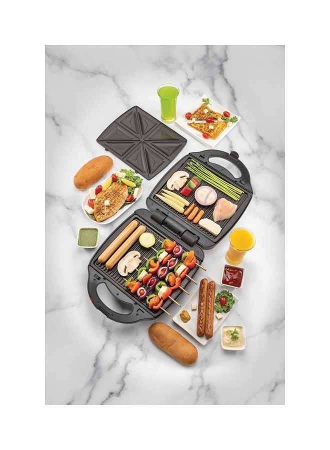 Sandwich Maker & Grill with Interchangeable Plate 2-in-1 4 Slice 1400 W TS4120-B5 black