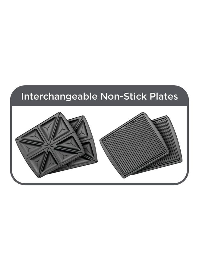 Sandwich Maker & Grill with Interchangeable Plate 2-in-1 4 Slice 1400.0 W TS4120-B5 black