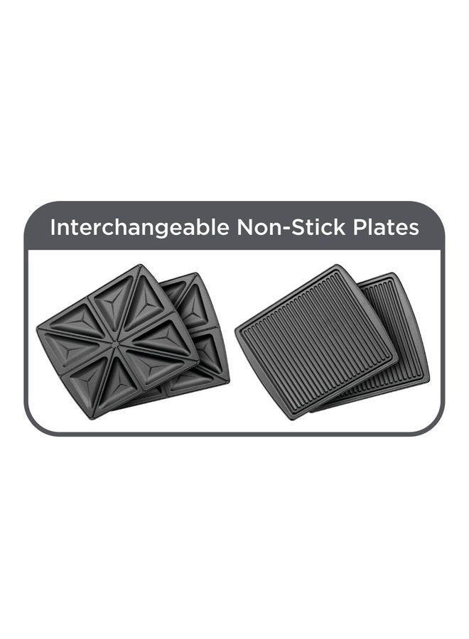 Sandwich Maker & Grill with Interchangeable Plate 2-in-1 4 Slice 1400 W TS4120-B5 black