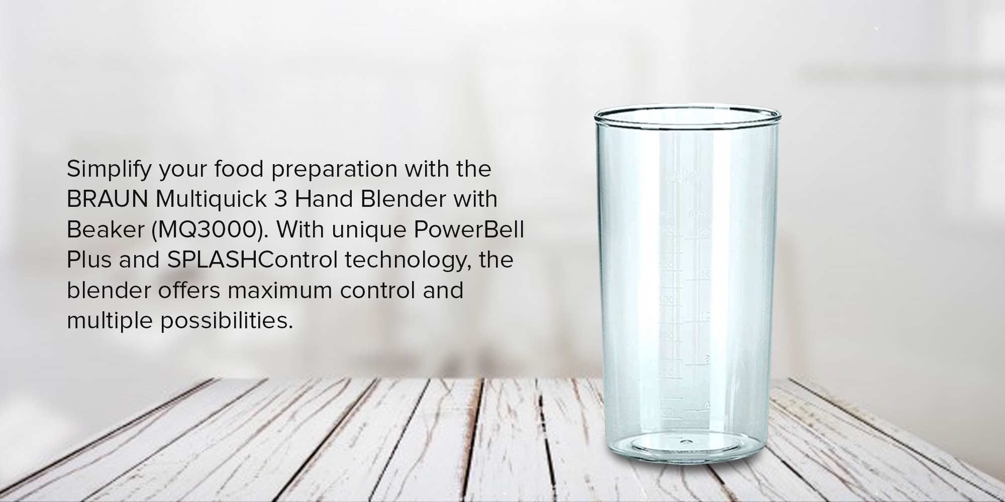 Hand Blender With Beaker Minipimer 3 MQ3000 Smoothie White/Blue/Clear