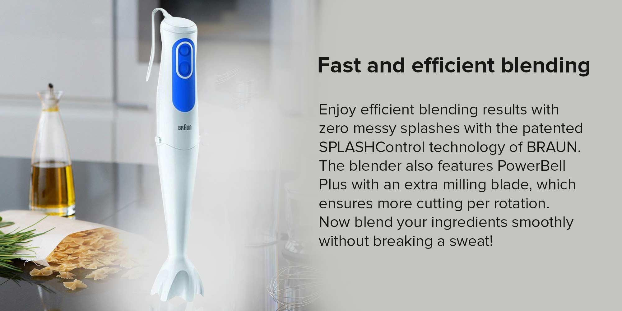 Hand Blender With Beaker Minipimer 3 MQ3000 Smoothie White/Blue/Clear