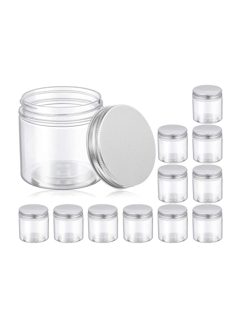 VOIDROP Set of 12 Clear Plastic Jar With Steel Lid 200ML