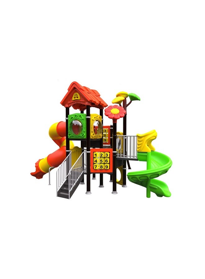 Combination Outdoor Play Equipment Swing And Slide With Obstacle Climbing Net