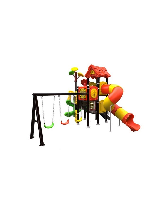 Combination Outdoor Play Equipment Swing And Slide With Obstacle Climbing Net