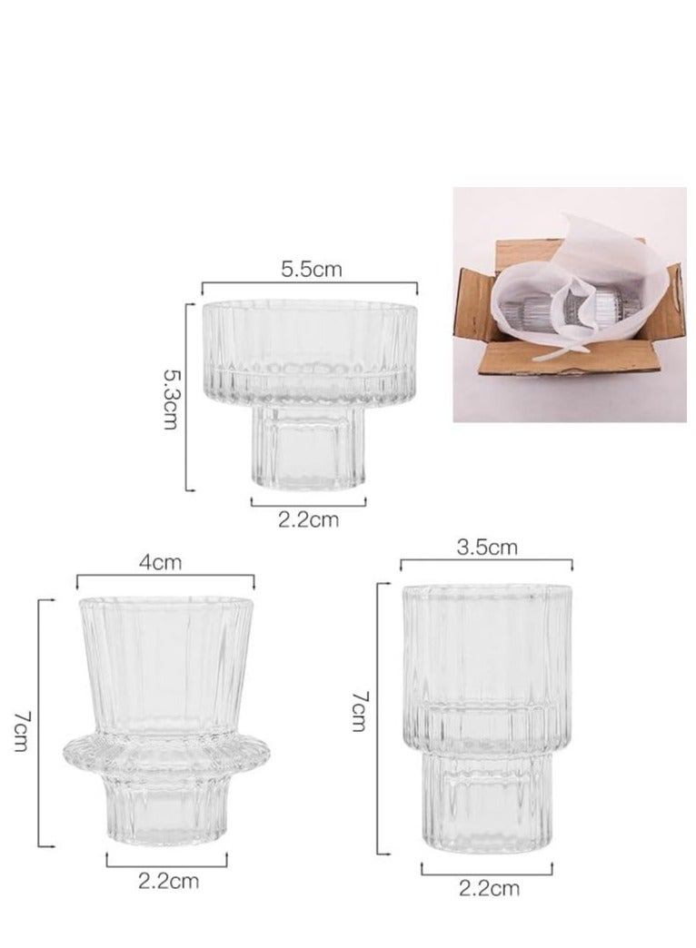 Glass Candle Holder 6Pcs for Pillar Candles, Tealight Candles Holders, Candlestick Holders for Wedding, Festival, Dinning , Party