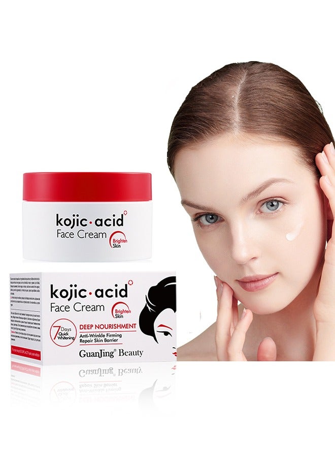 Kojic Acid Face Cream 50g, Moisturizing Hydrate and Nourish the Skin, Lightweight Non-Greasy Deep Penetration Anti-Aging，Spots Or Acne Scars In A Effective Way