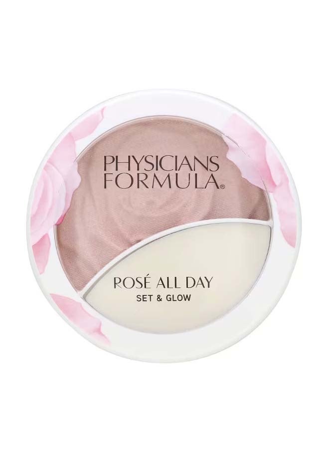 Rose All Day Set And Glow Illuminating Powder And Dewy Balm Brightening Rose 0.29 oz 8.3 g