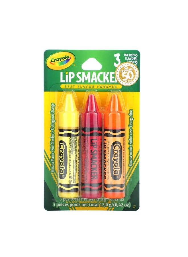 Crayola Lip Balm 3 Flavors 3 Pieces 0.14 oz 4 g Each