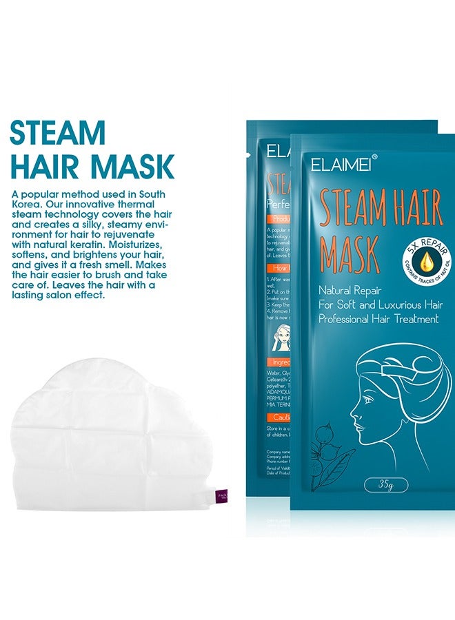 Natural Repair Steam Hair Mask, Hair Mask For Intensive Repair Of Damaged And Rough Hair Steam Mask For All Hair Types Perfect For At Home Spa Experience 2 Packs