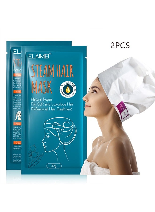 Natural Repair Steam Hair Mask, Hair Mask For Intensive Repair Of Damaged And Rough Hair Steam Mask For All Hair Types Perfect For At Home Spa Experience 2 Packs