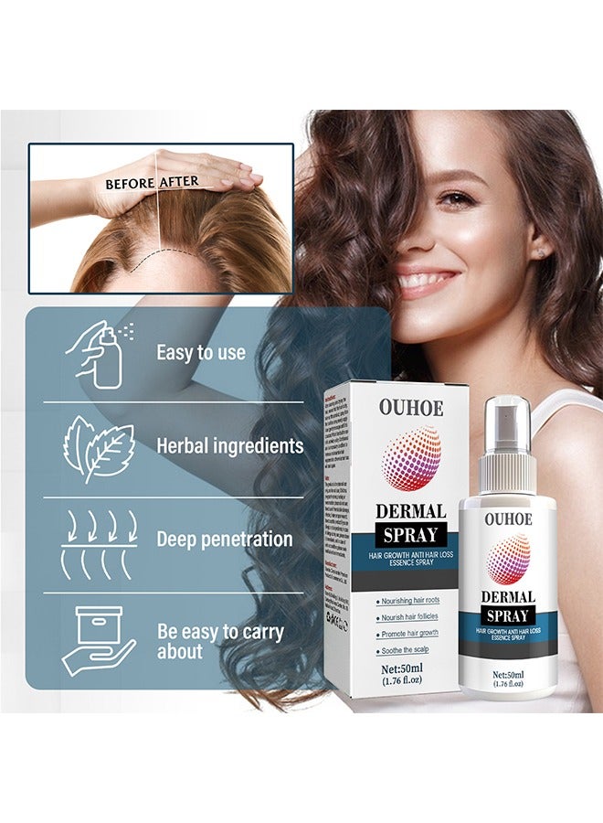 Hair Growth Anti Hair Loss Essence Spray, Ultra Hair Growth Formula Serum Spray, Damaged Dry Hair, Hair Regrowth For Thicker Longer Fuller Hair With Castor Oil Ginger 50ML