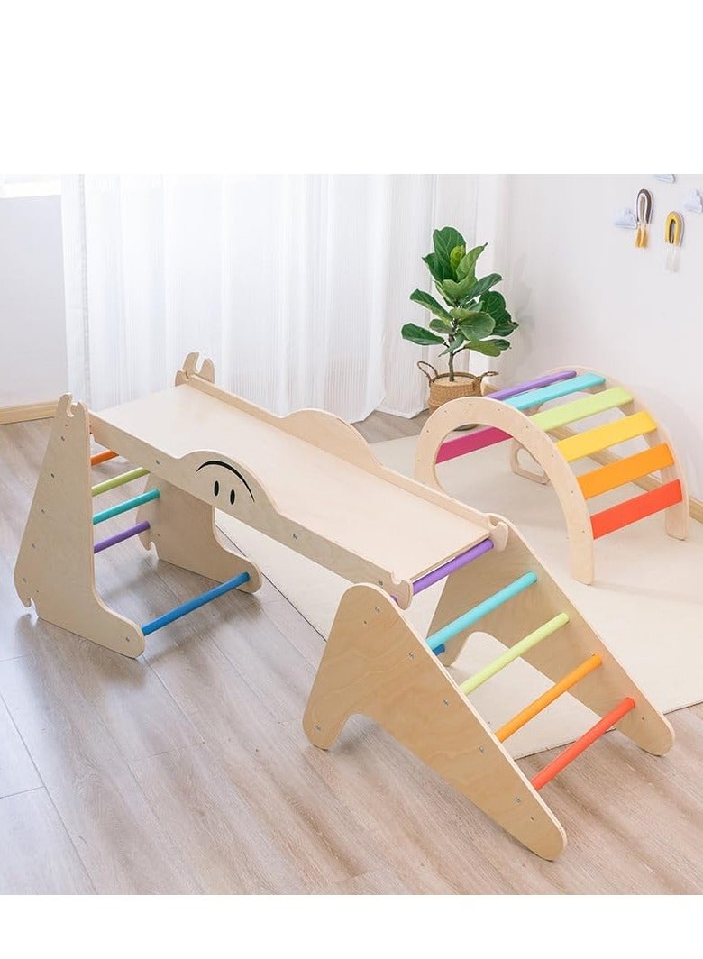 COOLBABY climbing toys for toddlers 1-3 inside Children's Wooden Climbing Frame Baby Sensory Training Climbing Frame Infant Indoor Climbing Frame Slide Combination Toys 4 pieces